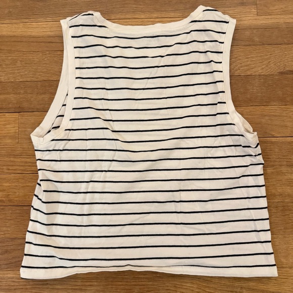 Old Navy Bestee white black striped tank top shirt size large L
 b54 - Picture 4 of 4